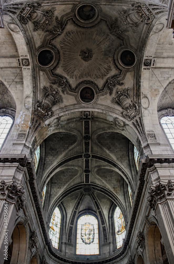 Interior of The Church of Saint-Sulpice, Paris, France.