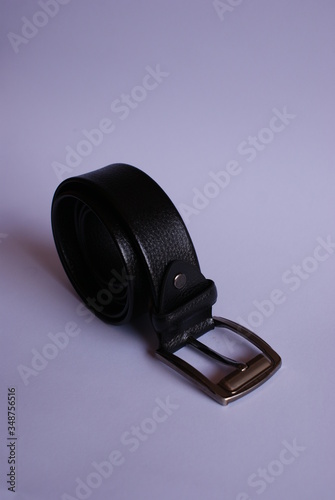 Dark Brown Leather Belt Isolated On White background 