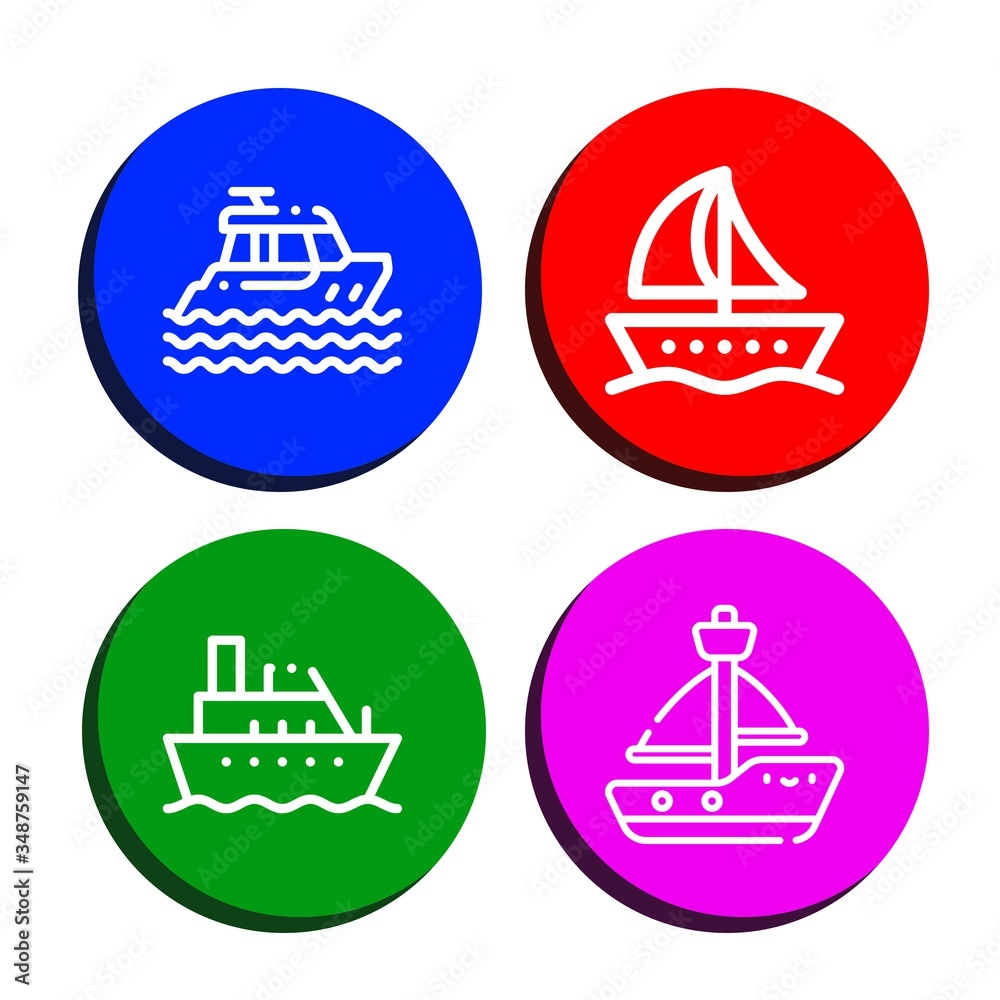 yachting simple icons set