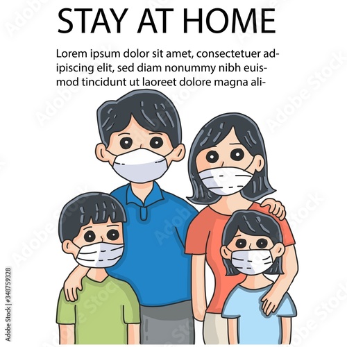 Stay at home awareness social media campaign and coronavirus prevention: Whole family and staying together