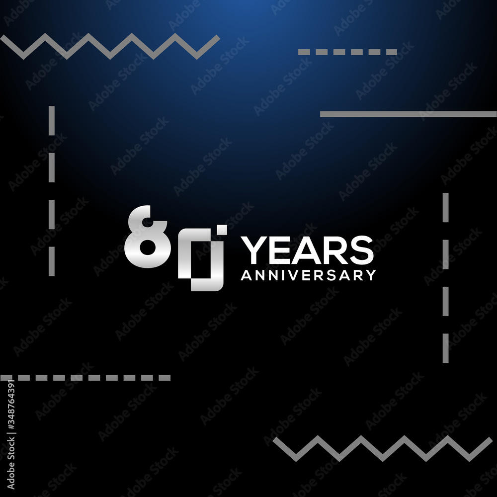 Obraz premium 80 Years Anniversary White Number Vector Design