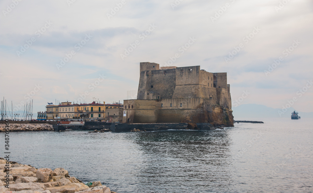 Castel dell'Ovo (Egg Castle) a medieval fortress in the bay of Naples, Italy