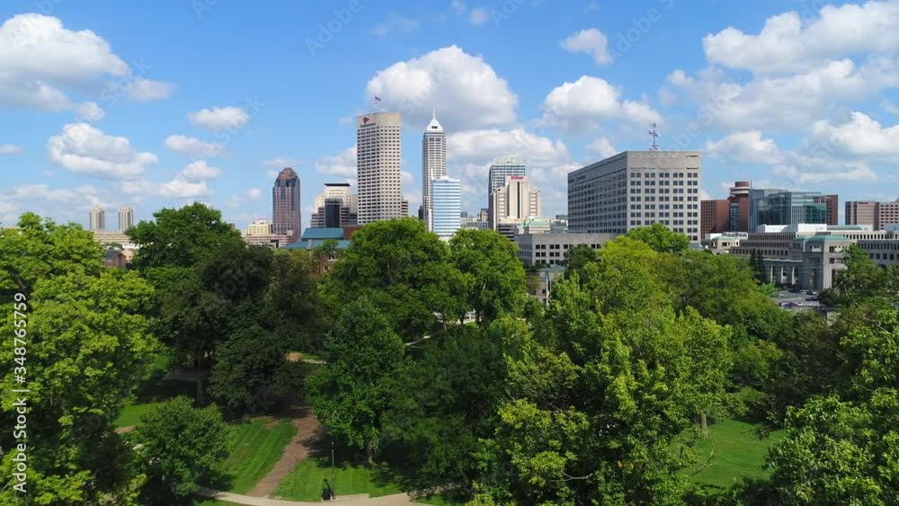 Hovering Above a Park in Downtown Indianapolis Hovering Above a Park in Downtown Indianapolis