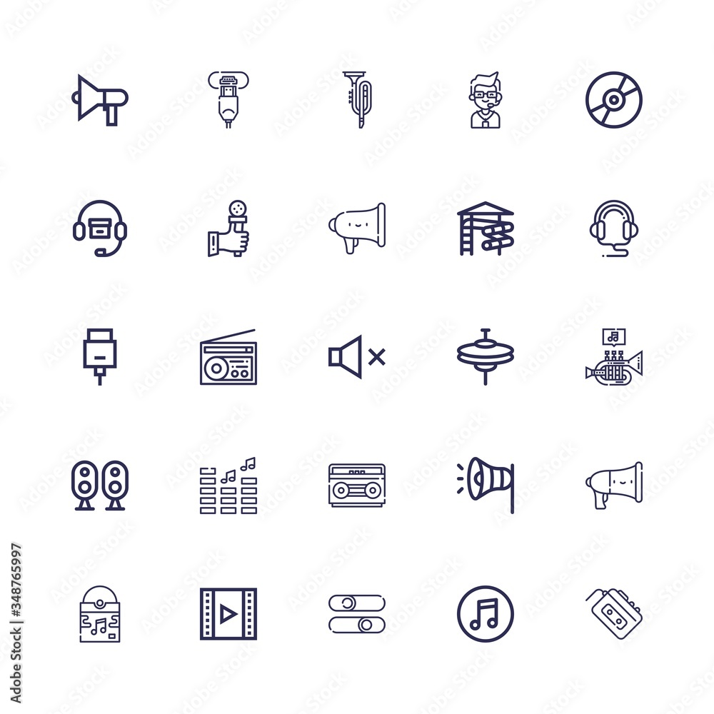 Editable 25 audio icons for web and mobile Editable 25 audio icons for web and mobile
