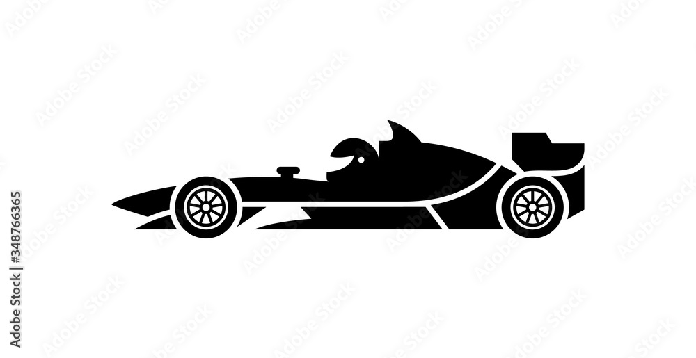 Formula 1 racing car vector icon.
