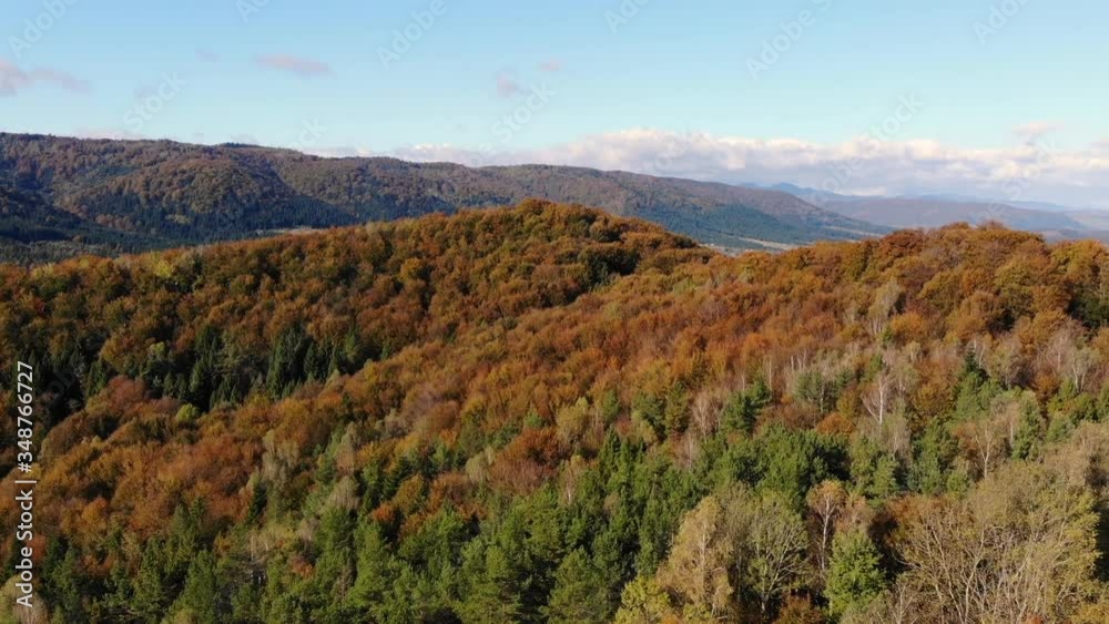 Drone flight on beautiful nature. Golden autumn in Europe Drone flight on beautiful nature. Golden autumn in Europe