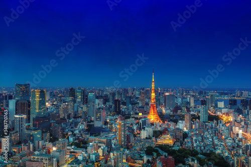 Tokyo at Nigh view of Tokyo tower, Tokyo city skyline, Tokyo Japan - Image