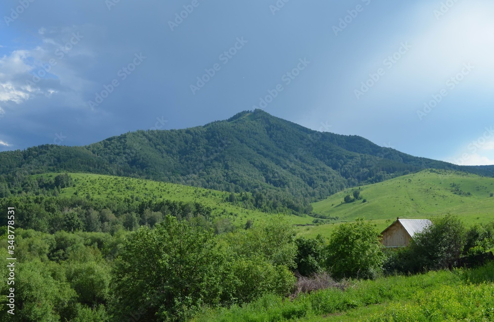 mountain landscape with a house