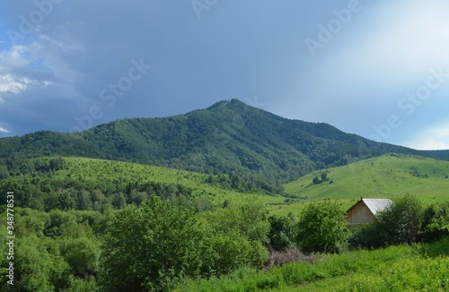 mountain landscape with a house