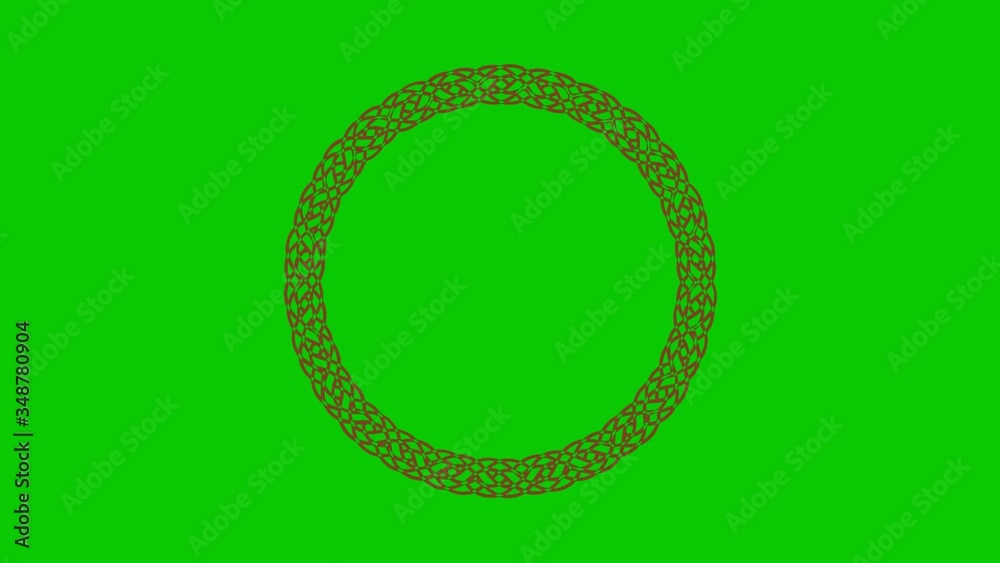 Two colored and overlapping crown-shaped graphic objects, which rotate in two opposite directions with respect to the center, varying in size, with a hypnotic, psychedelic and stroboscopic effect. Two colored and overlapping crown-shaped graphic objects, which rotate in two opposite directions with respect to the center, varying in size, with a hypnotic, psychedelic and stroboscopic effect.