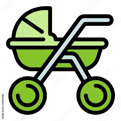 Baby carriage icon. Outline baby carriage vector icon for web design isolated on white background