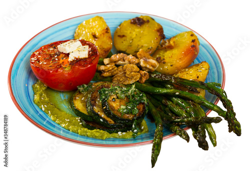 Image of baked vegetables with welnut photo