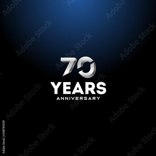70 Years Anniversary White Number Vector Design