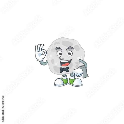 A cartoon image of fibrobacteres as a waiter character ready to serve