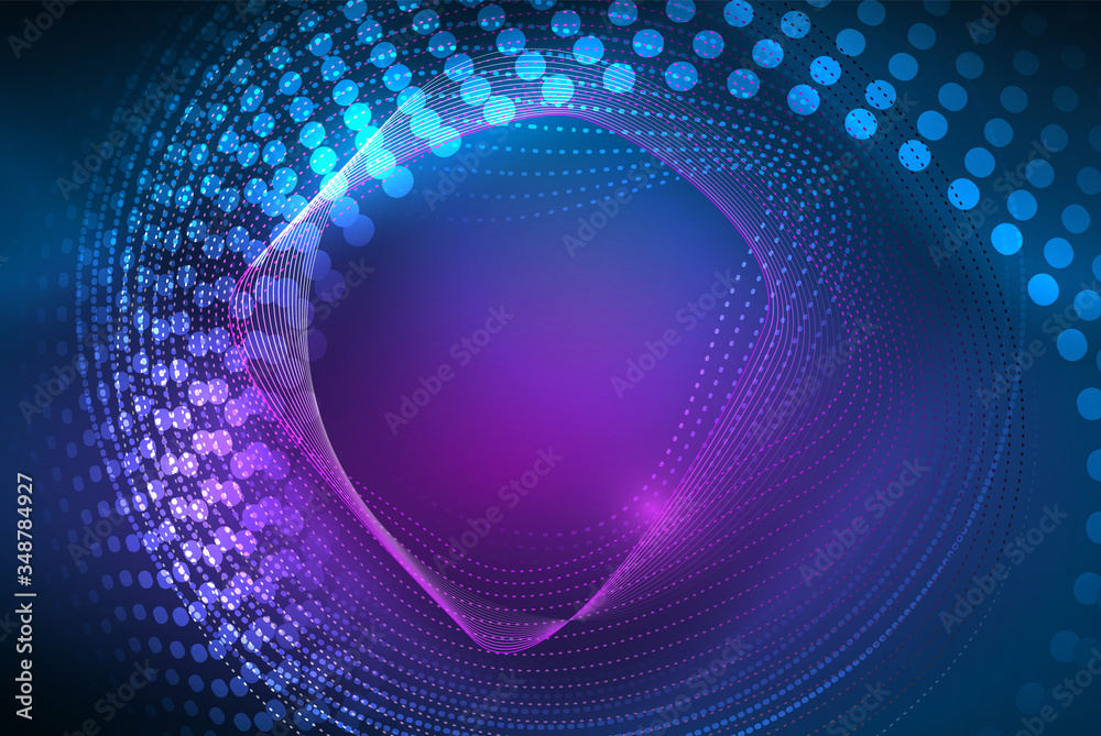 Abstract particles, wave background, neon motion techno design Abstract particles, wave background, neon motion techno design