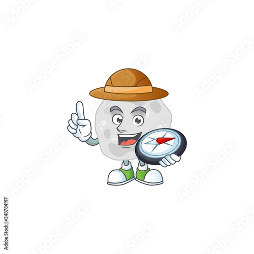 Experience explorer of fibrobacteres cartoon character style using compass
