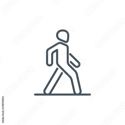 keep your distance single line icon isolated on white. Perfect outline symbol Prevention Coronavirus Covid pandemic quarantine banner. design warning element don't walk, stay home with editable Stroke