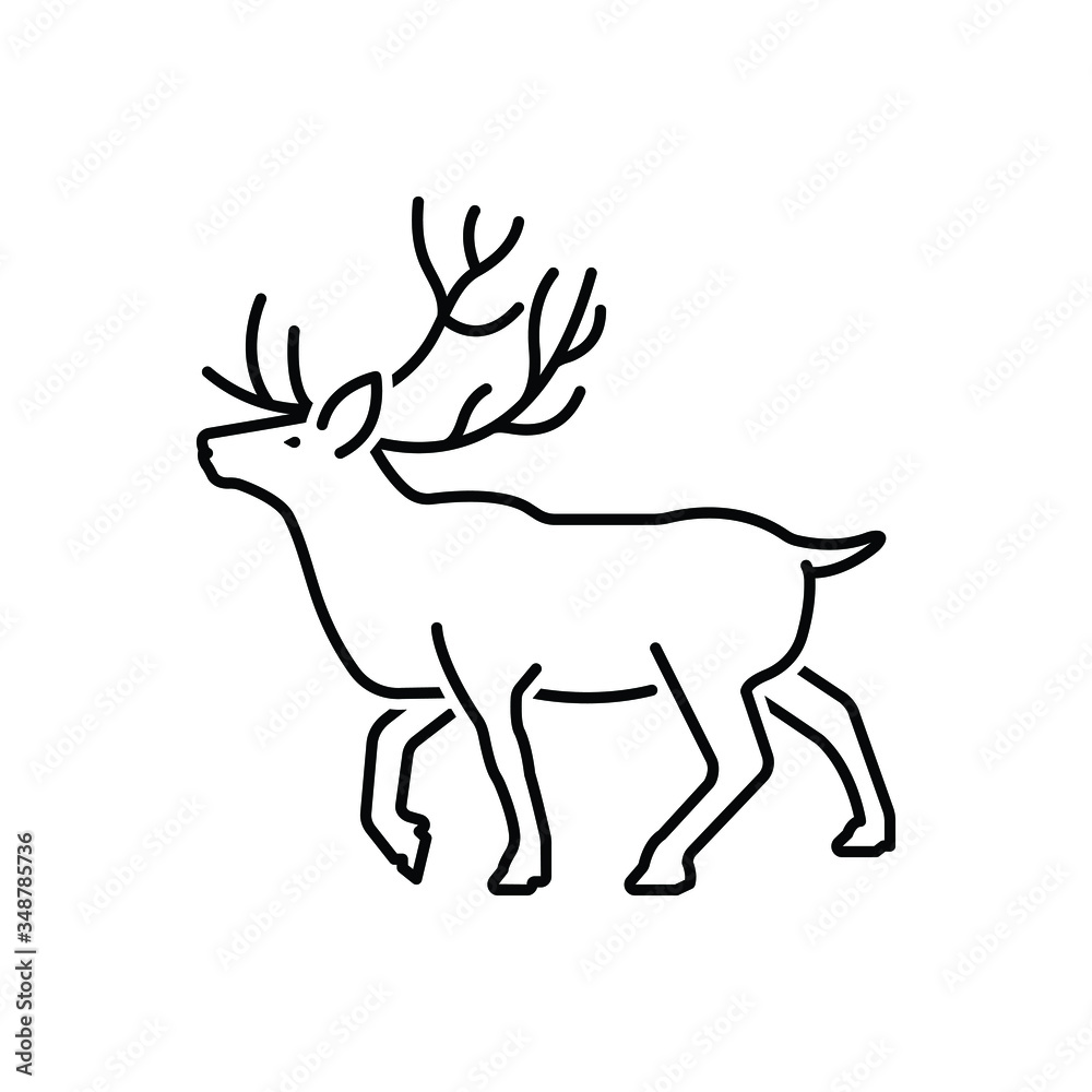 Fototapeta premium Black line icon for reindeer