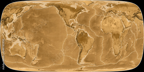 Foucaut Sinusoidal (90W), sepia, tectonic plates photo