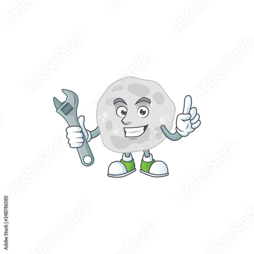 A smart mechanic fibrobacteres cartoon mascot design fix a broken machine