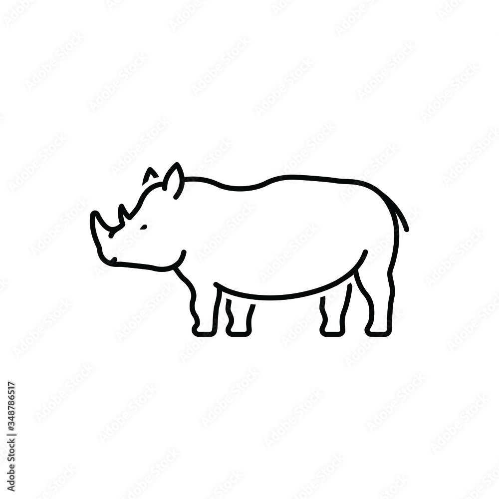 Black line icon for rhinoceros saurus Black line icon for rhinoceros saurus