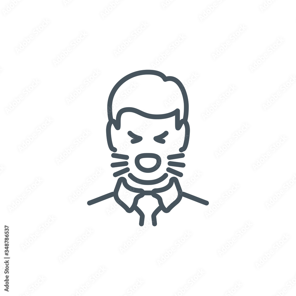 head of sick man coughing without a mask single line icon isolated on white. Perfect outline symbol Signs and symptoms Coronavirus Covid 19 pandemic banner. Quality design element with editable Stroke head of sick man coughing without a mask single line icon isolated on white. Perfect outline symbol Signs and symptoms Coronavirus Covid 19 pandemic banner. Quality design element with editable Stroke