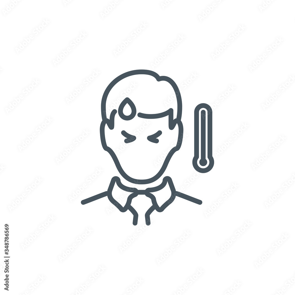 Signs and symptoms Coronavirus single line icon isolated on white. Perfect outline symbol symptoms Covid 19 pandemic banner. Quality design element fever, headache, sore throat with editable Stroke Signs and symptoms Coronavirus single line icon isolated on white. Perfect outline symbol symptoms Covid 19 pandemic banner. Quality design element fever, headache, sore throat with editable Stroke