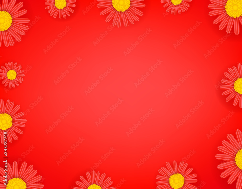 Red flowers wallpaper. Social media message vector background. Copy space for a text Red flowers wallpaper. Social media message vector background. Copy space for a text