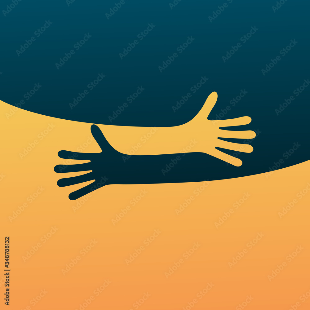 Hugging hands. Arm embrace, relationship hugged hands Hugging hands. Arm embrace, relationship hugged hands