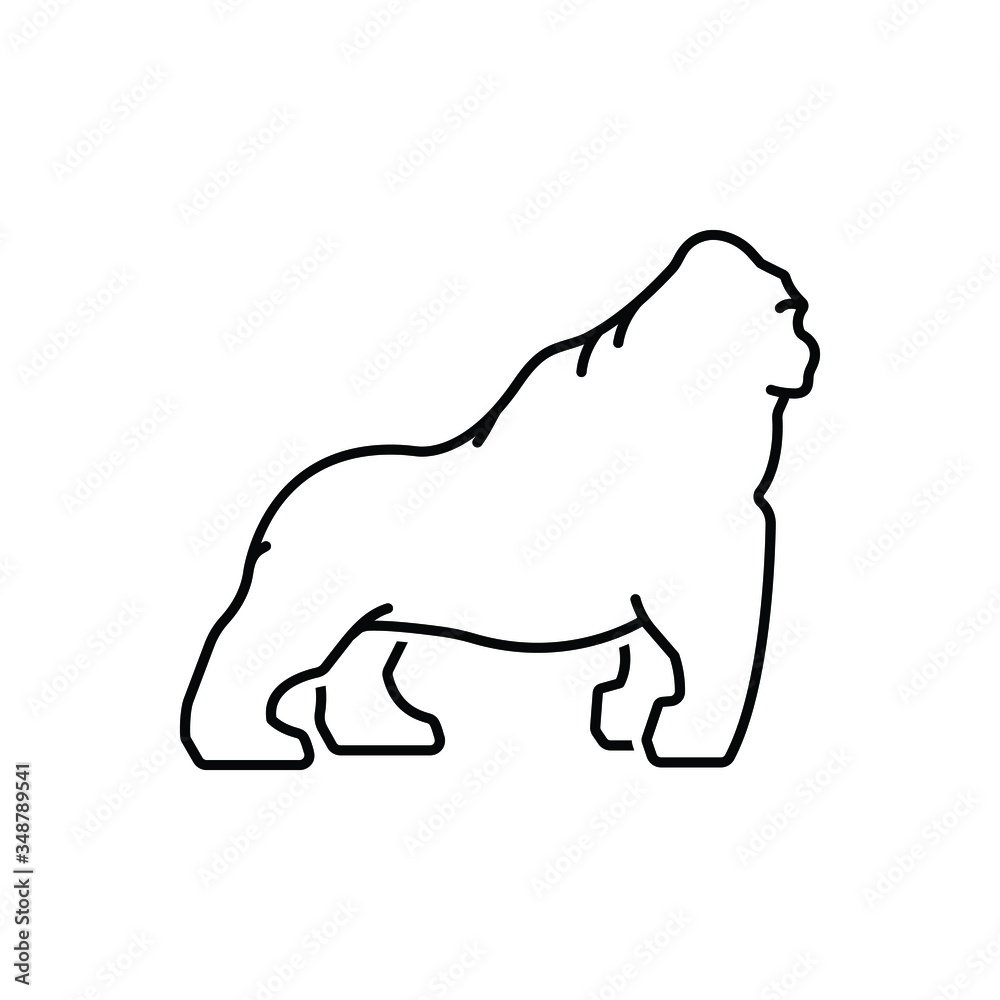 Obraz premium Black line icon for gorilla