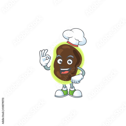 Firmicutes chef cartoon drawing concept proudly wearing white hat