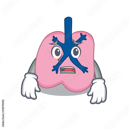 Cartoon design style of lung having worried face photo