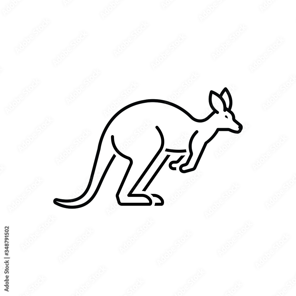 Black line icon for kangaroo
