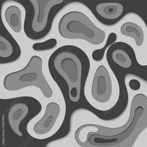 Abstract background in paper cut style, multi layer and harmony color black and white