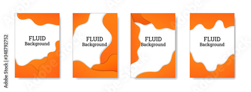 Set of Abstract background in paper cut style, multi layer and harmony orange color.