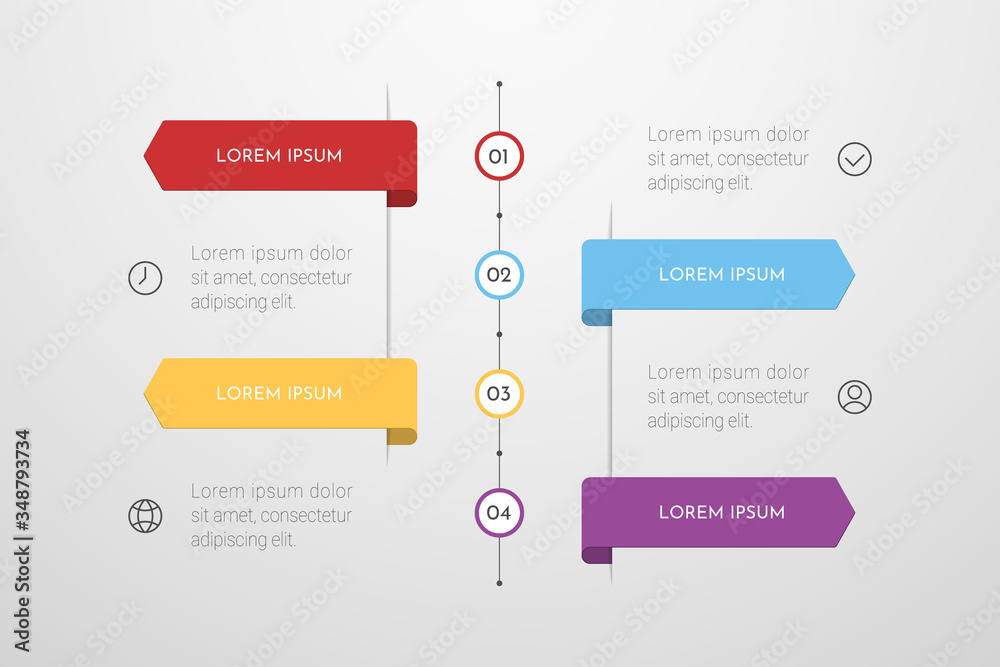 Vector Infographic design with icons and 4 options or steps. Can be used for presentations banner, workflow layout, process diagram, flow chart. Vector illustration. Vector Infographic design with icons and 4 options or steps. Can be used for presentations banner, workflow layout, process diagram, flow chart. Vector illustration.