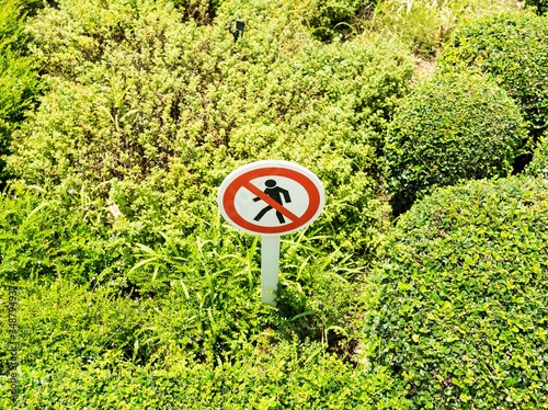  "don't walk" sign in the garden