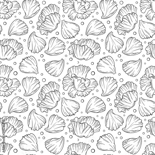 Black and white vector poppy patterns seamless pattern