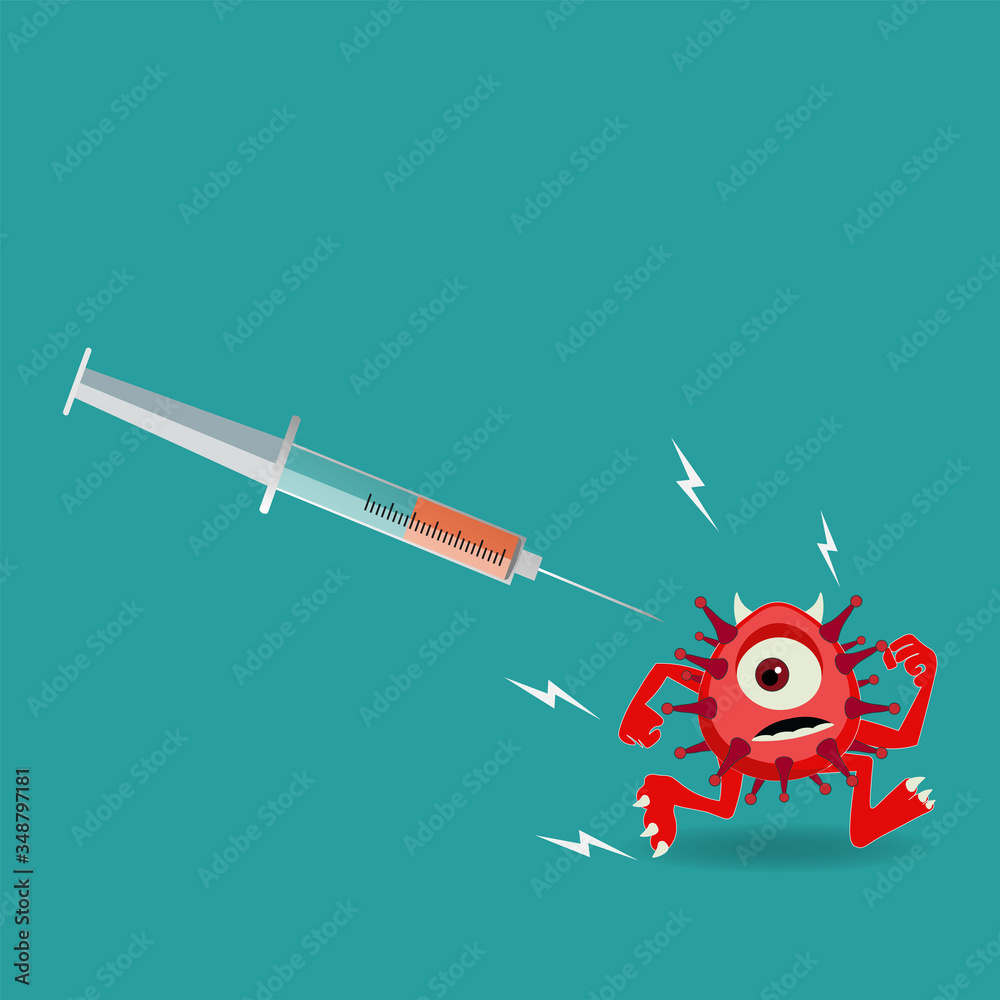 Vector illustration of vaccine for covid-19 corona virus. cartoon illustration concept. Vector illustration of vaccine for covid-19 corona virus. cartoon illustration concept.