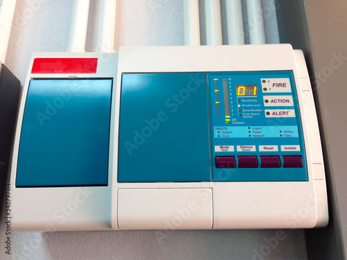 Fire alarm panel, sensitivity smoke detector module photo