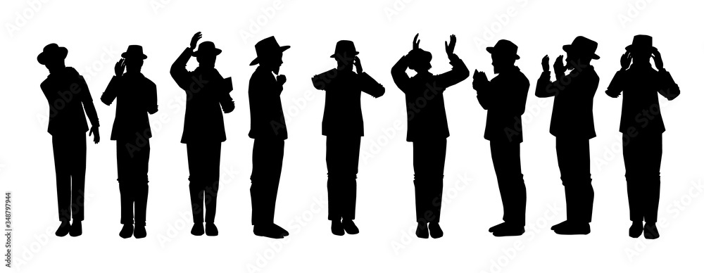 Φωτογραφία Silhouettes of Orthodox Jewish followers praying and crying