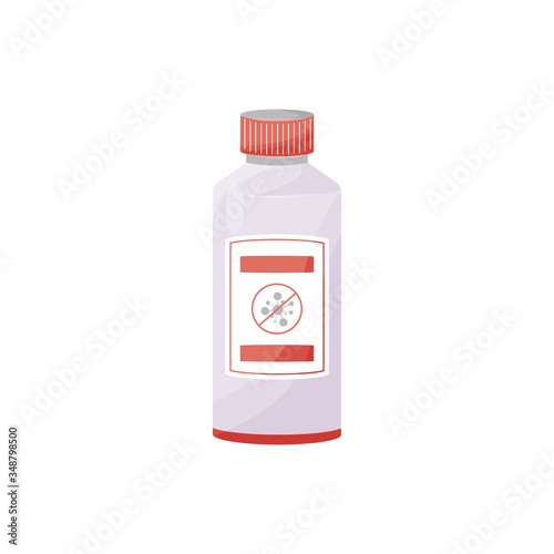 Disinfectant cartoon vector illustration. Antibacterial agent in plastic bottle flat color object. Sanitizer liquid, hand cleaner, antiseptic in container isolated on white background