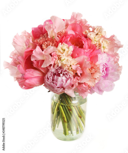 pink wedding bouquet with peony