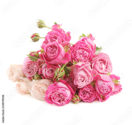 heap of roses isolated on white