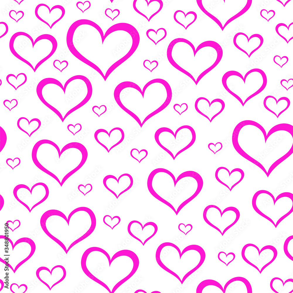 Beautiful Valentine vector seamless pattern with pink hand drawn hearts Beautiful Valentine vector seamless pattern with pink hand drawn hearts