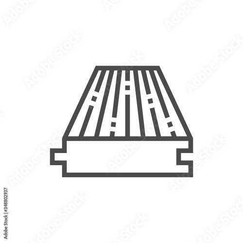 Solid wood flooring vector icon. That is floor finishing material made of planks milled from a single piece of timber. Include tongue and groove for joining with other. For home interior decoration.