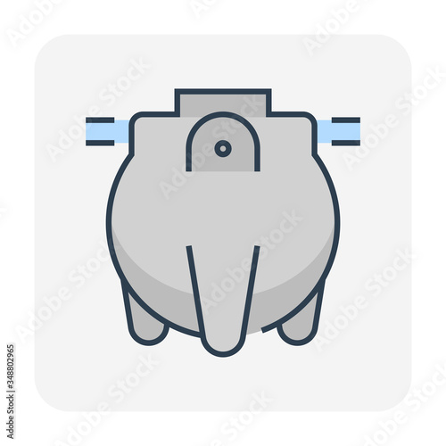 Septic tank vector icon. That sanitation equipment part of drainage system for installation or construction in underground for sewage or wastewater treatment by bacteria for home toilet and bathroom.