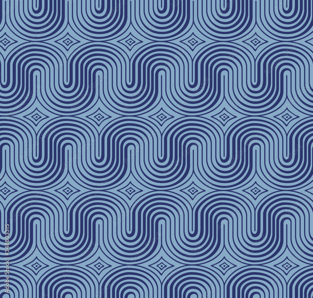 Japanese S-Bend Wave Vector Seamless Pattern