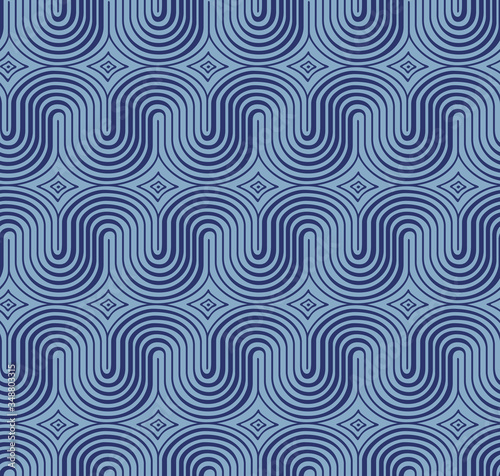 Japanese S-Bend Wave Vector Seamless Pattern