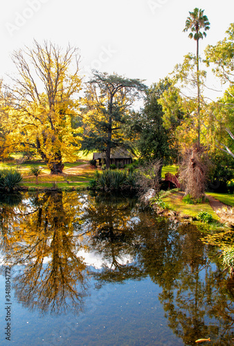 Rippon Lea Estate Mansion Gardens and lake on an Autumn day